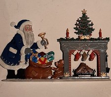 Zinnfiguren Flachfiguren bemalter Nikolaus am Kamin