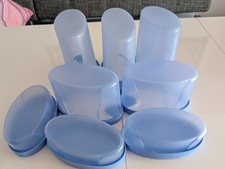 8 Tupperware Behälter Junge Welle Set Blau Vorratsdosen mit Deckel Dosierhilfe