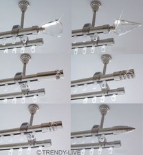 Innenlauf Gardinenstange Schiene Edelstahl Look 20mm Decke 2lauf Kristall D61 II