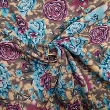 Viskosestoff mit Blumenmuster Meterware, Kleiderstoff, Stoff Viskose mehrfarbig