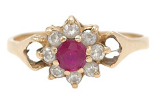 Größe 57 Ring 585 GOLD 14 Karat Gelbgold anello bague Rubin Goldring G3363/25