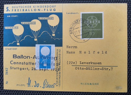 Ballonpost 1959 freiballon - ballonpost,
