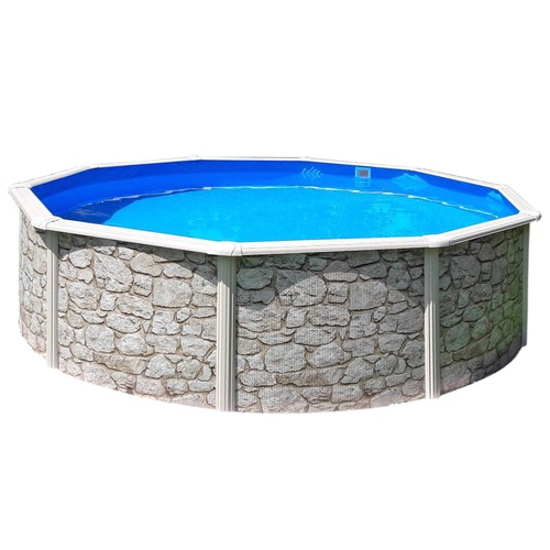 Stahlwandpool rund steinoptik - rund,