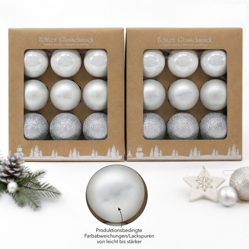 Glas christbaumkugeln weiß - 18,