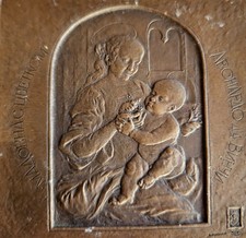 Russische Bronze Plakette Relief: Benoit -  Madonna mit Kind (Leonardo da vinci)