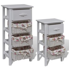 Holz Kommode Schublade Anrichte Sideboard Holzschrank Schubladen Körben Weiß