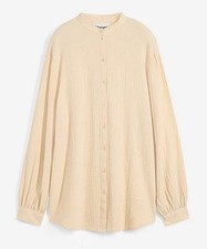 Musselin-Longbluse aus Baumwolle Gr. 44 Hellsand Damen Bluse Tunika Hemd Neu*