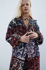 ZARA Jacquard Mantel doppelreihig double breasted button coat oversize Gr. S NEU