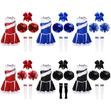 Mädchen Cheerleader Cheerleading Kostüm Schulmädchen Uniform Kleider mit Zubehör