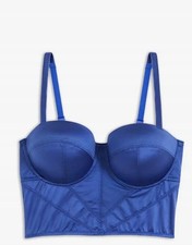 Schalen BH Top mit Bügel Gr. (85) B Blau Unterwasche Bra Unterhemd Oberteil Neu*