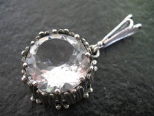 Anhänger Silber 835 Handarbeit Vintage mit sehr großem Bergkristall Edelstein