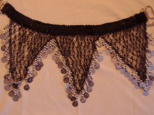 gehäkelter Bauchtanzgürtel (Hüfttuch) - schwarz mit Pailletten - neu