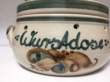 Keramikdose Wurstdose Heyde Keramik Töpferware Handarbeit mit Deckel