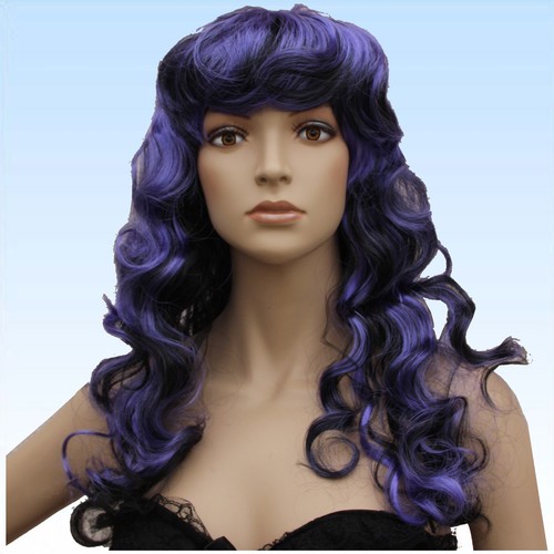 Fashion perücke schwarz lila - fashion, schwarz/lila