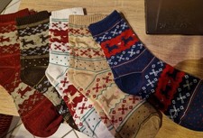 5 Paar Socken, Norwegermuster Gr. 35.-39 Neu
