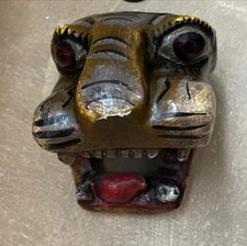 Vintage Tigerkopf Deko Aus Holz