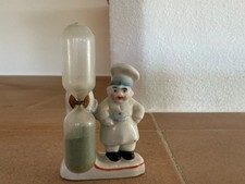 Vintage Eieruhr Sanduhr Kurzzeitmesser - Kleiner Koch Bisquitporzellan - süß 