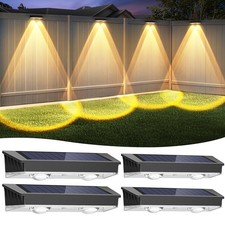 4er LED Solarleuchten Zaunleuchte Wandlampen Gartenleuchte Außen Treppen Lampe