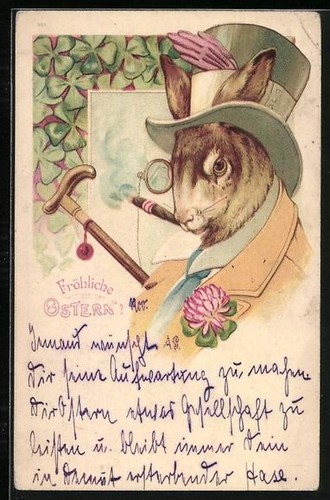 Ansichtskarte osterhase mit - ansichtskarte,