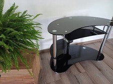 Computertisch PC Tisch schwarz Glas Rollen Home Office Büro