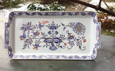 Meißen Porzellan Königskuchenplatte Zwiebelmuster royal 15 x 30cm Goldrand