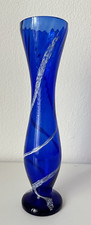 Glas Vase schmal blau Modern