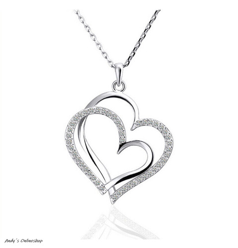 Damen halskette herz zirkon - damen,