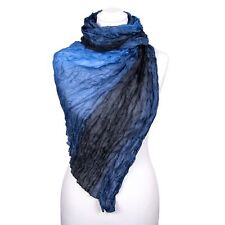 Knitterschal Halstuch Schal XXL blau schwarz navy Farbverlauf 100% Seide 180x90c