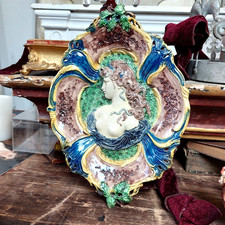 Jugendstil / Historismus Wandteller Majolika