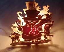 Fensterbild Taulin beleuchtet Seiffen Holzsägekunst Laubsäge Leuchtsockel E14 