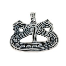 925 Silber Wikinger Anhänger Schiff Odin Hugin Munin Drachenschiff  Lederschnur