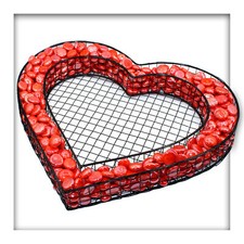 Herz Gitter Grabschmuck Pflanzschale Friedhof Grabdeko mit Opaken Glasnuggets