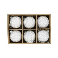 6tlg. Weihnachtskugel SCHNEEGLITZER weiß aus Glas mit Glitter D8cm Baumschmuck