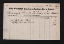 FRANKFURT/M.-BOCKENHEIM, Rechnung 1900, Julius Wurmbach Eisengiesserei Maschinen