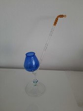 Schnapspfeife aus Glas, mundgeblasen in blau mit gelb aus dem Erzgebirge