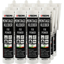 TECPO MONTAGEKLEBER FIX POWER 12x 480g UNIVERSAL BAUKLEBER STYROPOR-KLEBER WEIß
