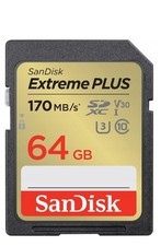Speicherkarte Sandisk Extreme PLUS SDXC 64GB U3 170 MB/s C10 V30 