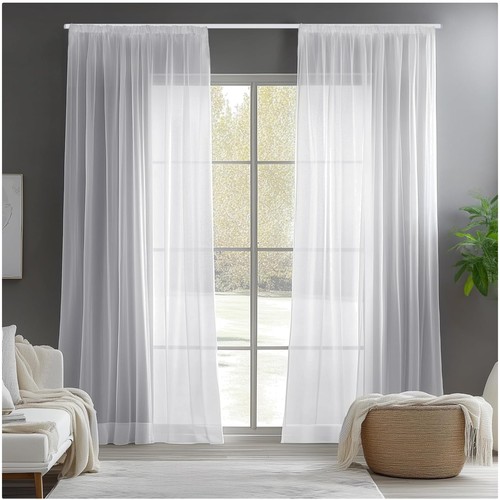 Voile gardinen weiß 245x140 - voile-gardinen,