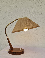 Mid Century Tischlampe Tischleuchte von Temde Teak Holz  Sisal