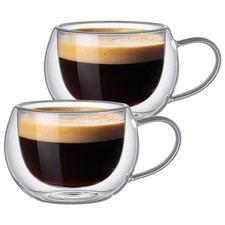 2x Sophia Doppelwandiges Glas Thermo Schnapsglas Kaffee Espressotassen 140 ml