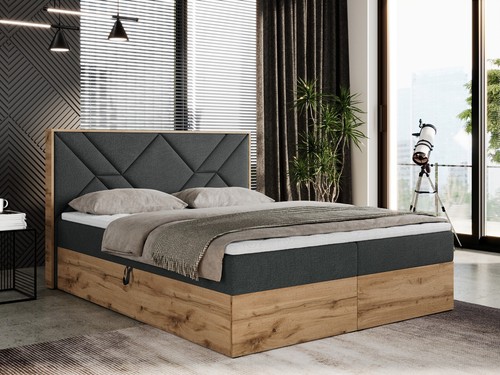 Boxspringbett gunar mit eiche - boxspringbett,