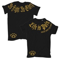Herren TShirt Life is Pain smile now cry later GOLD tattoo fight loyal familia