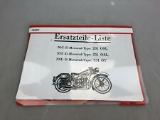 NSU Ersatzteileliste Typ 251 OSL ,201 OSL, 351 OT Oldtimer (Kopien) 