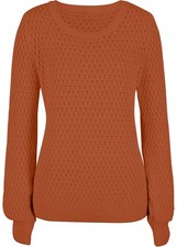 Neu Damen Pullover mit Strukturstrick aus Baumwollmix Gr. 36/38 Orangebraun