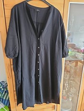 Shirtkleid Von C&A GR.56 Leinen-Viskosemischung Tiefschwarz