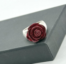 925 Silber Ring mit roter Rose