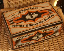 Vintage: alte LINDES feinste Essenz für Kaffee BLECHDOSE; 27 x 17 x 11,5 cm