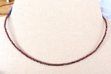Facettierte Granat Edelstein Kette  / 41 cm  / Silber / 3 mm / ( HP-52 )