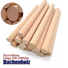 Buchenholz Rundstäbe | Φ6-60mm / Länge:10-100cm | für Bastelbedarf Modelle Roh