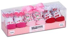 Babysocken Mädchen Blumen Rüschen Babysöckchen Baumwolle 3 Paar Geschenkset